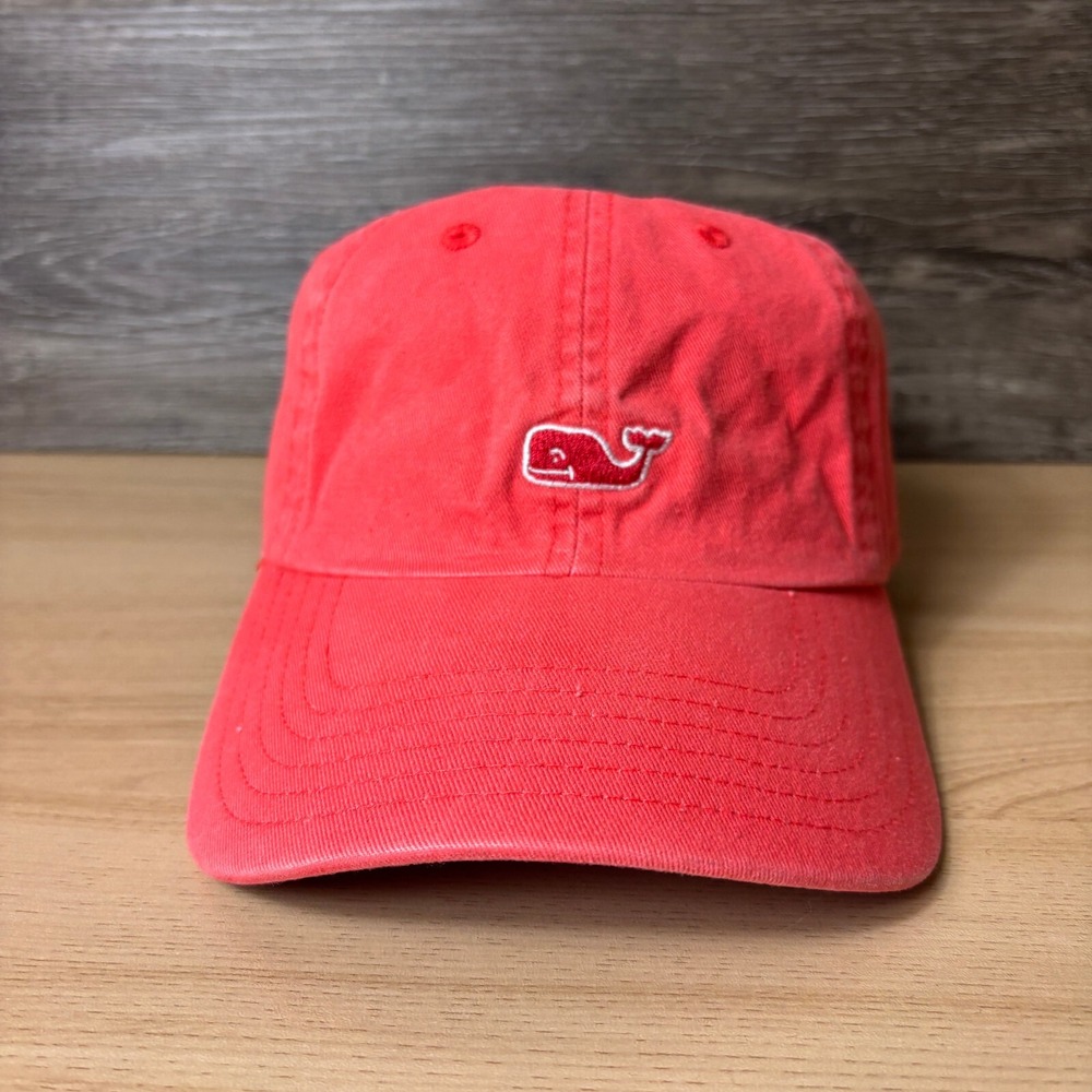 Vineyard Vines Hat Cap Strap Back Womens Orange Red Pink Whale Preppy Adjustable